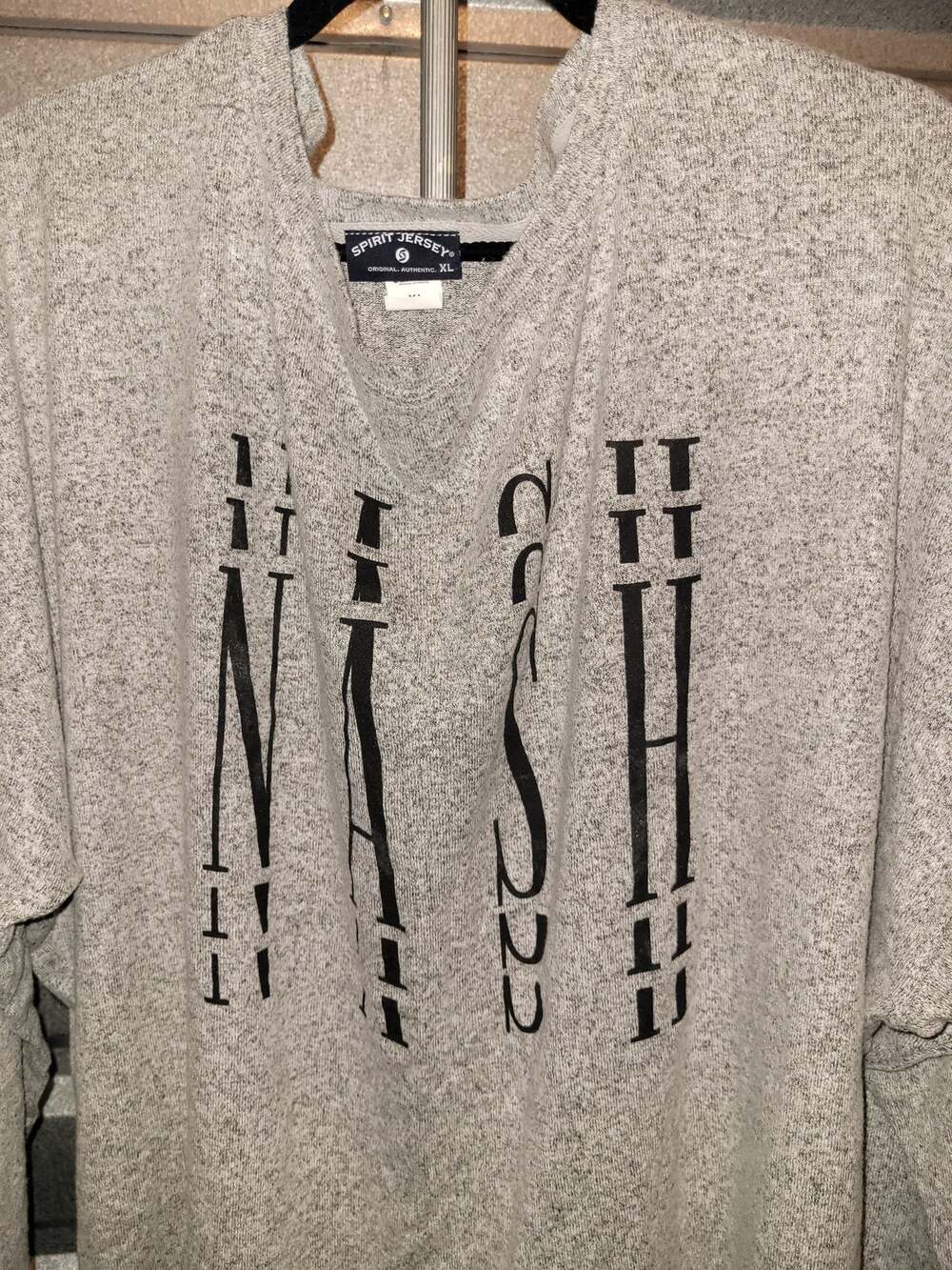 Spirit Jersey NASH Nashville Graphic Long Sleeve Shirt XL Gray Rayon Blend